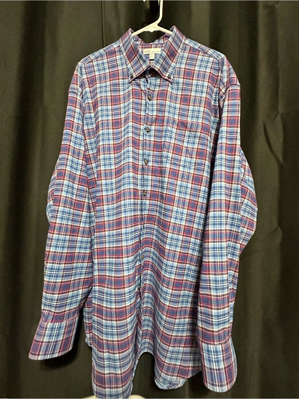 Peter Millar XLT Lawler Performance Flannel Shirt Blue Purple Plaid
